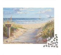 Beach Boardwalk Jigsaw Puzzles for Adults Interesting Puzzles 1000 Piece Impossible Puzzle for Adults Gifts 38x26cm/1000pcs