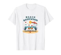 Beach Bookworm Summer Reading Vacation T-Shirt, Men, White, XXL