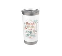 Beach Boots Big Dreams Surf Palm Tree Summer Vacation Stainless Steel Insulated Tumbler