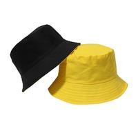 Beach Bucket Double Wearing Bucket Hat Male Korean Version Simple Casual Pot Hat Female Plain Light Plate Visor Hat Couple Hat Techno Outfit Men, yellow, M