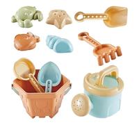 Beach Bucket Toy Collection, 27cm, 10-Pack ABS Shovels Molds Watering Can, Travel Ready Play Set for Shoreline, Sandcastles, Vacations, Park Games