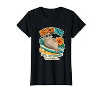 Beach Bum Hawaiian Monk Seal Beach Humor Design Value Graphic T-Shirt, Women, Black, XS