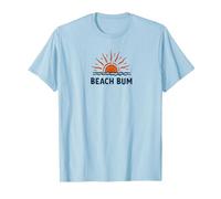 Beach Bum Sunset Ocean Waves Summer Vacation T-Shirt, Men, Baby Blue, XXL