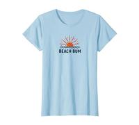 Beach Bum Sunset Ocean Waves Summer Vacation T-Shirt, Women, Baby Blue, 3XL