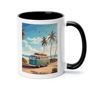 Beach Bus Ceramic Coffee Mug with Handle 11 Ounces, Porcelain Mug Coffee Cup Tea Mug Water Cup Ideal for Coffee,Tea,Latte,Cappuccino,Microwave & Dishwasher Safe Unique Gift Cup