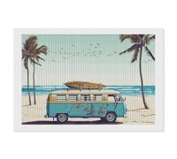 Beach Bus Diamond Painting Kits for Adults, DIY 5D Diamond Painting Kits for Beginners, Round Full Drill Diamond Dots Paintings, Diamonds Pictures Gem Art for Crafts Home Decor 8"x12"