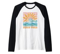 Beach by The Sea, Sandy Beach, Raglan Baseball Tee