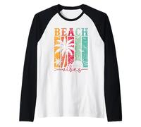 Beach by The Sea, Sandy Beach, Raglan Baseball Tee