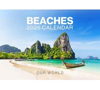 Beach Calendar 2026, Beautiful Beaches Wall Calendar 2026. Large 12 Month, Month to View with Notes & Checklist Pages, UK Made by Our World