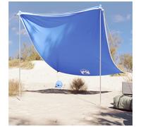 Beach Canopy Blue/Grey Polyester Steel 214x236 cm UV40+ Portable 4-P w/ Sandbag