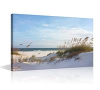 Beach Canvas Wall Art for Home Decor Artwork Sea Wave and White Beach on The Sunset Painting on Canvas for Dining Living Room Framed Ready to Hang 12x18inch (30x45cm)