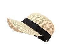 Beach Cap Handmade Sun Visor Baseball Cap Straw Hat Weave Sun Cap Sun Hat (Straw, Beige)