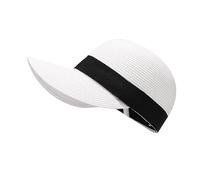 Beach Cap Handmade Sun Visor Baseball Cap Straw Hat Weave Sun Cap Sun Hat (Straw, White)