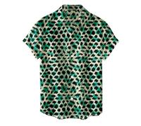 Beach Caribbean Shirt for Men Button Down Summer Tropical Hawaiian Short Sleeve Shirts Casual Hawaiian Palm Tree Cruise Graphic Lapel Plus Size Trendy Loose Fitting Sport Party Funny Green