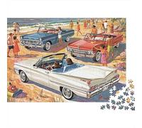 Beach Cars 1000 Piece Wooden Jigsaw Puzzle,Impossible Challenge,Adults & Kids 14+,Home Wall Decor Beach Party,Educational Toy,Wood,Gift Idea,Stress Relief (75x50cm)