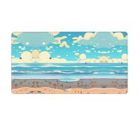 Beach Cartoon Extra Large Rubber Mouse pad 16x29.5in, Strong Adhesion, Durable, Suitable for a Wide Range of Occasions