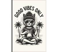 Beach Cat Cocktails: Cute Cat at the Shore with Peace Sign & Palm Trees