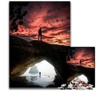 Beach Cave Red Clouds Sky Jigsaw Puzzles for Adults 1000 Piece Puzzles for Adults for Teenagers & Teens Ideal Birthday 1000 PCS(38x26cm)