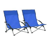 Beach Chair 2pc Blue Oxford Fabric Steel Folding 55.5x65.5x66 cm 2pcs FoldableXL