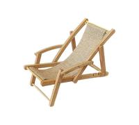Beach Chair Mini | Tiny Wooden Lounge Chair | Doll House Decoration Furniture for Kids Teens, Small Desktop Ornament Model