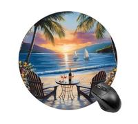 Beach Chair Mouse Pad Round Mousepads Desk Mat for Office Laptops