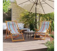 Beach chair Multicolour 60 x 81/88.5/95 cm Eucalyptus Wood Polyester foldable XL