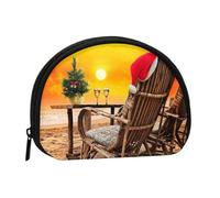 Beach Chair Scenes Mini Zipper Coin Purse, Small Travel Organizer with All-Over Print, Durable Polyester Fabric, Compact Pouch for Coins,Keys
