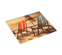 Beach Chair Scenes Printed Dish Drying Mat 46x41CM Dish Drying Pad Highly Absorbent Microfiber Kitchen Counter Mat for Dishes Drainer