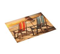 Beach Chair Scenes Printed Dish Drying Mat 61x46 CM Dish Drying Pad Highly Absorbent Microfiber Kitchen Counter Mat for Dishes Drainer