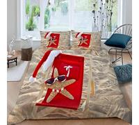 Beach Chair Single Duvet Cover Set 3D Printed Starfish Bedding Set Ultra Soft Microfiber Quilt Cover 135x200 cm with 2 Pillowcases with Zipper for Boys Girls Teens z.1075