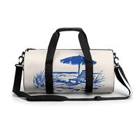 Beach Chair Umbrella Illustration Travel Gym Bag for Women Men Cylindrical Duffle Bag Sport Workout Bag with Shoulder Strap