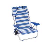 Beach Chair with Pillow, White + Blue