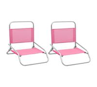 Beach Chairs 2pc Pink Oxford Fabric PE Coating Steel 51x61x58cm Foldable Outdoor