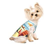 Beach Chairs and Scenery Print Dog Shirt Summer Pet T-Shirts Stretchy Cats Dogs Tee Shirt Sleeveless Tank Top Dog Vest