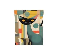 Beach Chairs And Scenery Print Leather Coin Purse, Small Change Pouch Wallet,Squeeze Coin Purse Pouch For Men Women, Mid-Century Modern Art Cat, One Size, Fashion