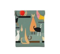Beach Chairs And Scenery Print Leather Coin Purse, Small Change Pouch Wallet,Squeeze Coin Purse Pouch For Men Women, Mid-Century Modern Art Cats, One Size, Fashion