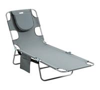 Beach Chaise Lounge Folding Garden Portable Adjustable Backrest Face Cavity Grey