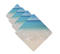 Beach Clear Sea Sand Car Air Freshener Cards Set of 4 Pieces Long Lasting Hanging Scented Cards for Bedroom Wardrobe Car Aromatherapy Tablets for Men Women Rearview Mirror Pendant