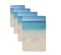Beach Clear Sea Sand Car Air Freshener Cards Set of 4 Pieces Long Lasting Hanging Scented Cards for Bedroom Wardrobe Car Aromatherapy Tablets for Men Women Rearview Mirror Pendant