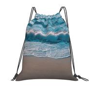 Beach Clear Sea Sand Women Men Drawstring Bag Foldable Drawstring Backpack Durable String Backpack For Travel Picnic Yoga