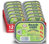 Beach Cliff Wild Caught Fish Steaks in Soy Oil with Hot Green Chilies - 12 Pack - 16g Protein Per Serving - Ideal for Pasta and Seafood Recipes