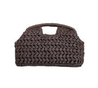 Beach Cloud Dumpling Pouch for Women Handmade Straw Clutch Purse | Detachable Rattan Basket Handbag 14.17 x 11.02 x 2.76 Inches Woven Top Handle for Beach Travel