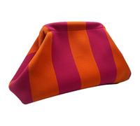 Beach Clutch Building for Women, Clutch Handbags - Woven Crochet Clohet Casual Kiss Lock Closure Dumpling Clutch for Coastal Trips for Beach Elegance Dinner, Purple Orange, Siehe Beschreibung