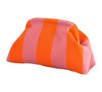 Beach Clutch Purses for Women Color Block Clutch Purses for Women | Color Block Clutch Handbags | Casual Woven Crochet Clutch Dumpling Knit Clutch with Kiss Closure for Beach Dinner, Pink-orange,