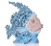 Beach Coastal Decor Turquoise Coral Reef Angelfish Figurines, Modern Nautical Decor Ocean Centerpieces for Living Room, Bathroom, Office, Coffee Table, Beach House, Seaside, Entrance, Shelf Decorative