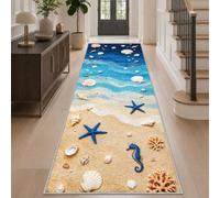 Beach Coastal Runner Rugs for Hallway 65x300, Ocean Hall Runner | Marine Life Carpet Runners for Living Room Entryway Bedroom Bedside, Low Pile Non-Slip Washable Kitchen Runner Rugs, mF122