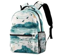 Beach Coastal Teal Ocean Sunrise Backpack for Teen Girls Boys, School Bag for Elementary Middle Students