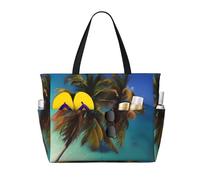 Beach Coconut Sunshine Large Capacity Beach Travel Bag, Women'S Handbag Is Waterproof And Sandproof, Suitable For Travel, Beach Vacation, Etc., Black, One Size