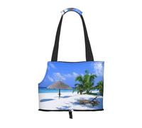 Beach Coconut Tree Palm Chair Printed Pet Tote Bag -Travel Pet Puppy Dog Carrier Backpack Tote Shoulder Bag For Subway/Shopping/Hiking/Traveling