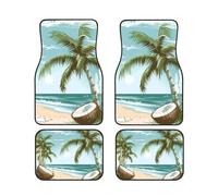Beach Coconut Trees Novelty Car Foot Mat Set of 4 Pieces Set - Carpet Floor Mats for Cars, Auto Accessories Front & Rear